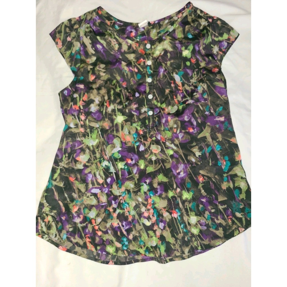 J.‎ Crew Blouse Size Medium Floral Multicolored Sleeveless Buttons